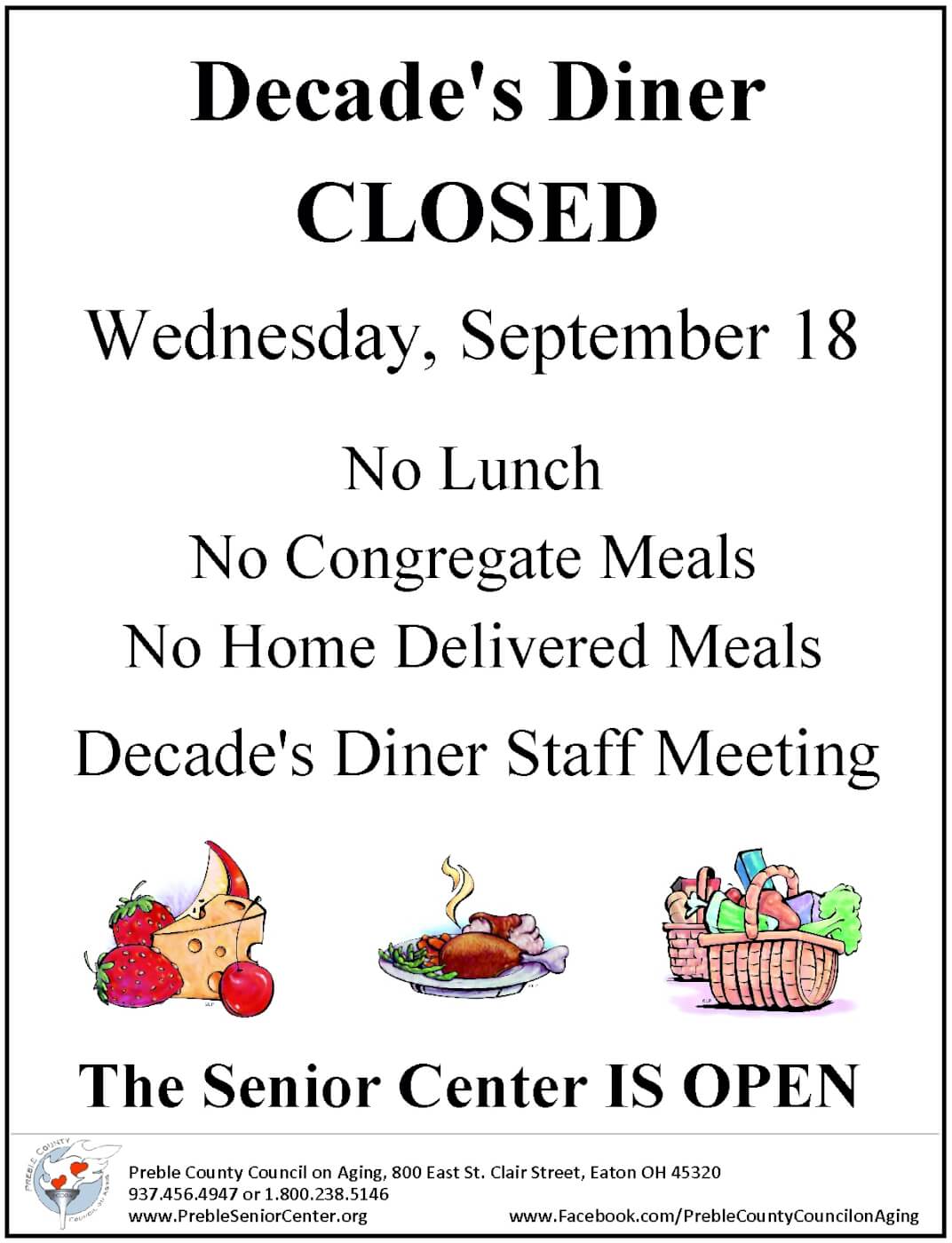 Decades Diner Is Closed Preble County Council On Aging